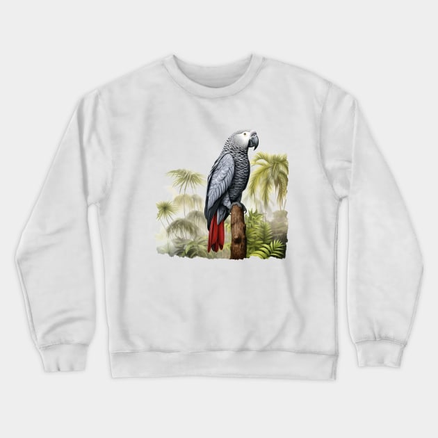 African Grey Parrot Crewneck Sweatshirt by zooleisurelife